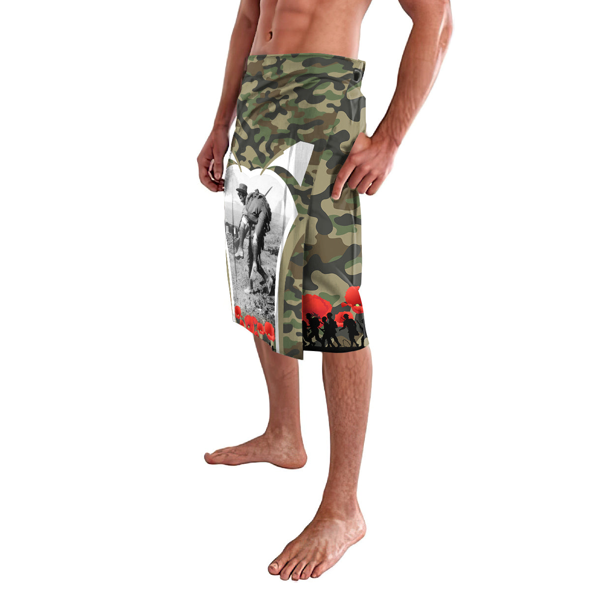New Zealand and Australia ANZAC Day Lavalava Koala and Kiwi Bird Soldier Gallipoli Camouflage Style