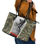 New Zealand and Australia ANZAC Day Leather Tote Bag Koala and Kiwi Bird Soldier Gallipoli Camouflage Style
