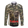 New Zealand and Australia ANZAC Day Long Sleeve Button Shirt Koala and Kiwi Bird Soldier Gallipoli Camouflage Style