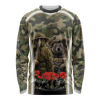 New Zealand and Australia ANZAC Day Long Sleeve Shirt Koala and Kiwi Bird Soldier Gallipoli Camouflage Style