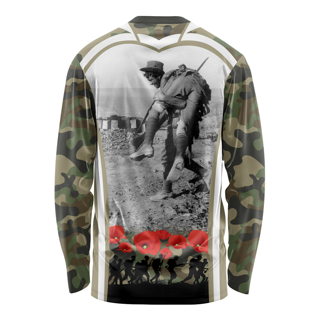 New Zealand and Australia ANZAC Day Long Sleeve Shirt Koala and Kiwi Bird Soldier Gallipoli Camouflage Style