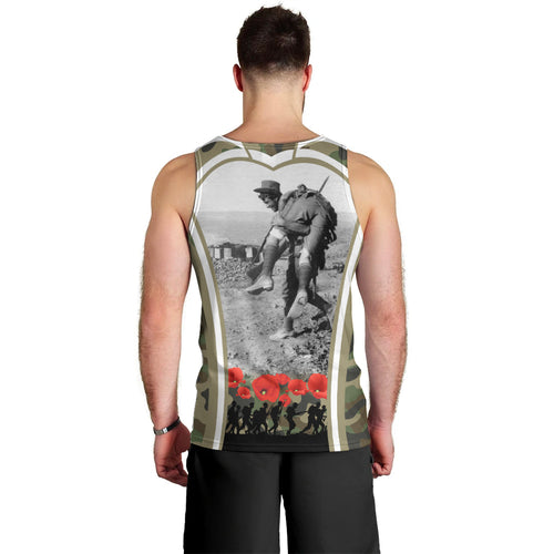 New Zealand and Australia ANZAC Day Men Tank Top Koala and Kiwi Bird Soldier Gallipoli Camouflage Style