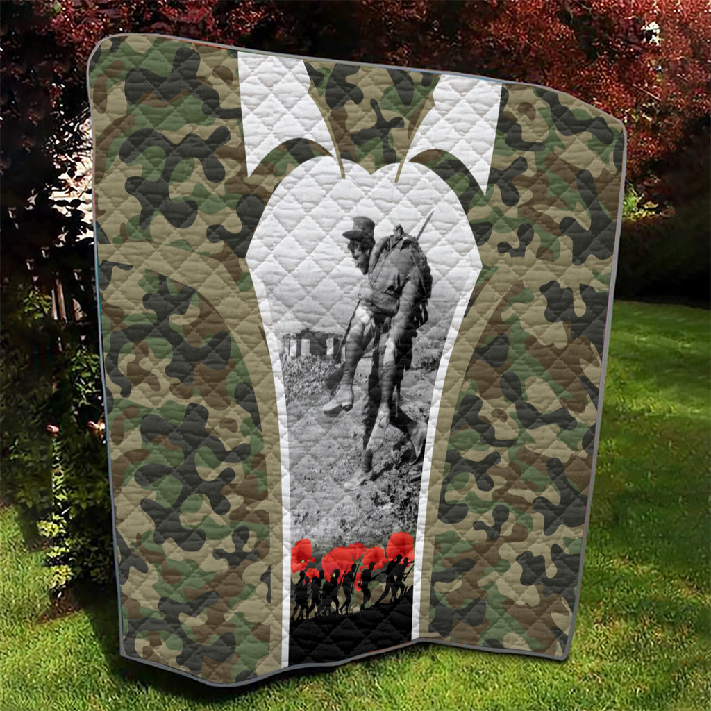 New Zealand and Australia ANZAC Day Quilt Koala and Kiwi Bird Soldier Gallipoli Camouflage Style
