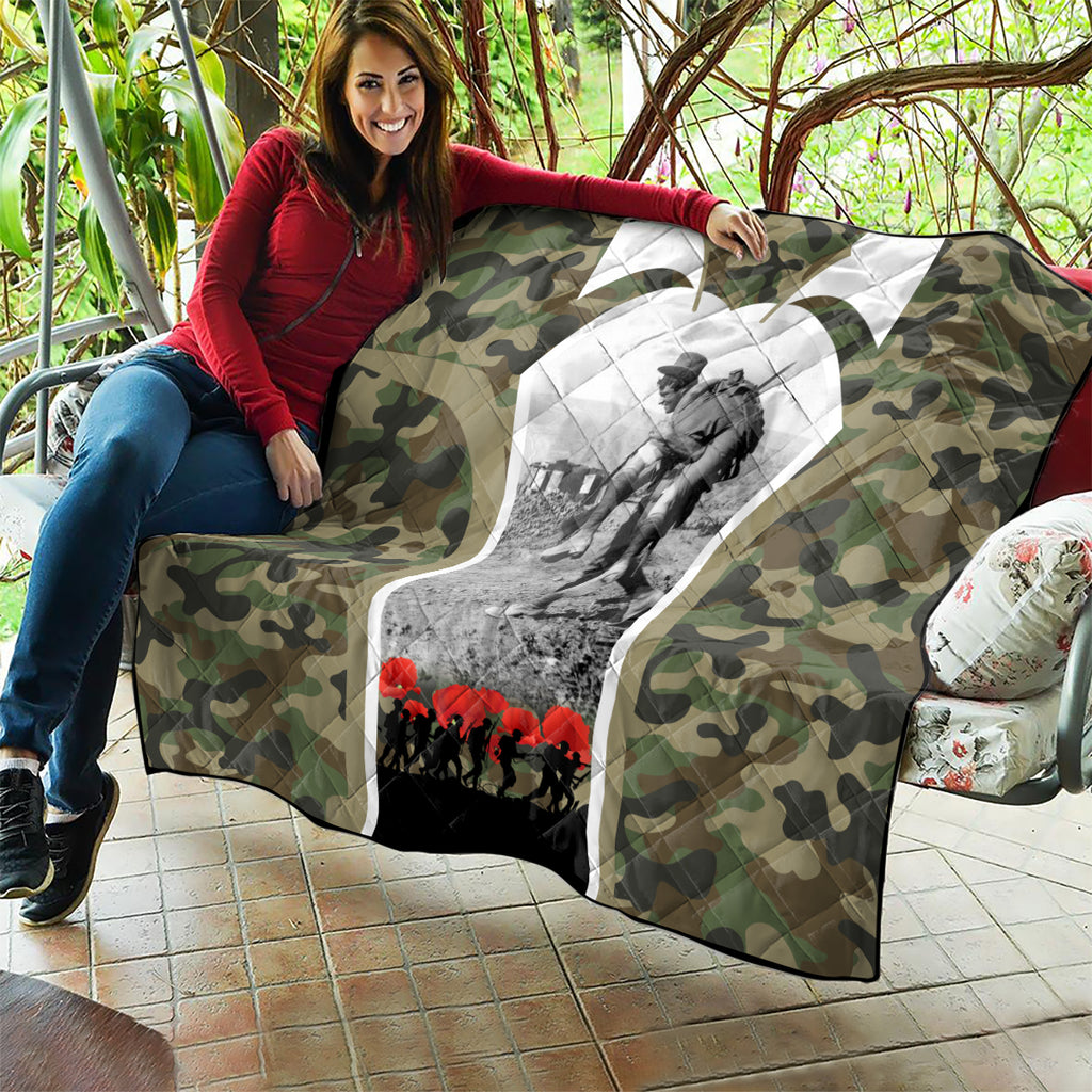 New Zealand and Australia ANZAC Day Quilt Koala and Kiwi Bird Soldier Gallipoli Camouflage Style