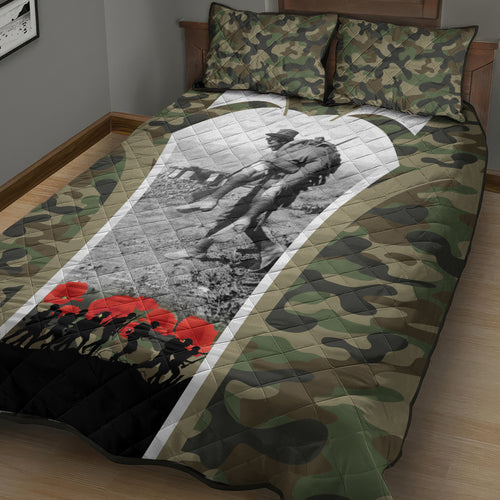 New Zealand and Australia ANZAC Day Quilt Bed Set Koala and Kiwi Bird Soldier Gallipoli Camouflage Style