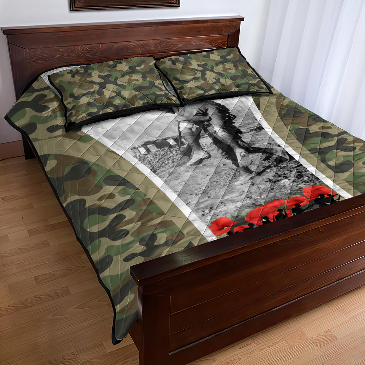 New Zealand and Australia ANZAC Day Quilt Bed Set Koala and Kiwi Bird Soldier Gallipoli Camouflage Style