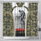 New Zealand and Australia ANZAC Day Shower Curtain Koala and Kiwi Bird Soldier Gallipoli Camouflage Style