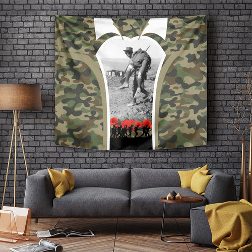New Zealand and Australia ANZAC Day Tapestry Koala and Kiwi Bird Soldier Gallipoli Camouflage Style