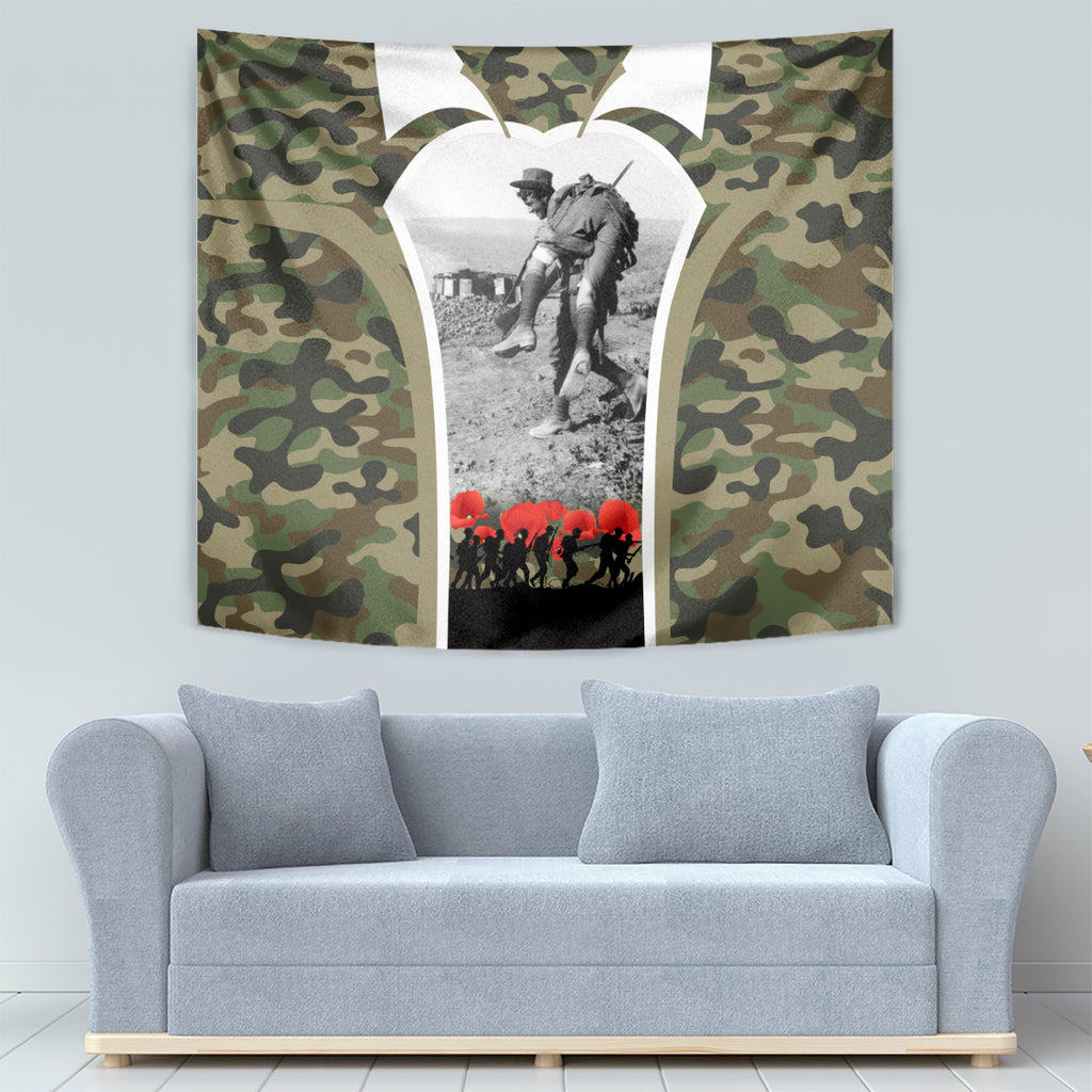 New Zealand and Australia ANZAC Day Tapestry Koala and Kiwi Bird Soldier Gallipoli Camouflage Style