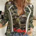 New Zealand and Australia ANZAC Day Women Casual Shirt Koala and Kiwi Bird Soldier Gallipoli Camouflage Style