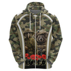 New Zealand and Australia ANZAC Day Zip Hoodie Koala and Kiwi Bird Soldier Gallipoli Camouflage Style