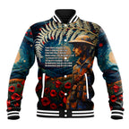 New Zealand Soldier ANZAC Day Baseball Jacket Silver Fern Starry Night Style