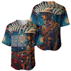 New Zealand Soldier ANZAC Day Baseball Jersey Silver Fern Starry Night Style