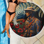 New Zealand Soldier ANZAC Day Beach Blanket Silver Fern Starry Night Style