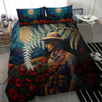 New Zealand Soldier ANZAC Day Bedding Set Silver Fern Starry Night Style