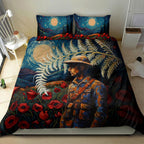 New Zealand Soldier ANZAC Day Bedding Set Silver Fern Starry Night Style