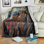 New Zealand Soldier ANZAC Day Blanket Silver Fern Starry Night Style