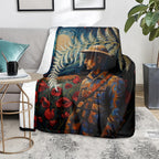 New Zealand Soldier ANZAC Day Blanket Silver Fern Starry Night Style
