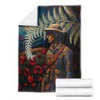 New Zealand Soldier ANZAC Day Blanket Silver Fern Starry Night Style