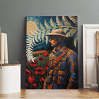 New Zealand Soldier ANZAC Day Canvas Wall Art Silver Fern Starry Night Style