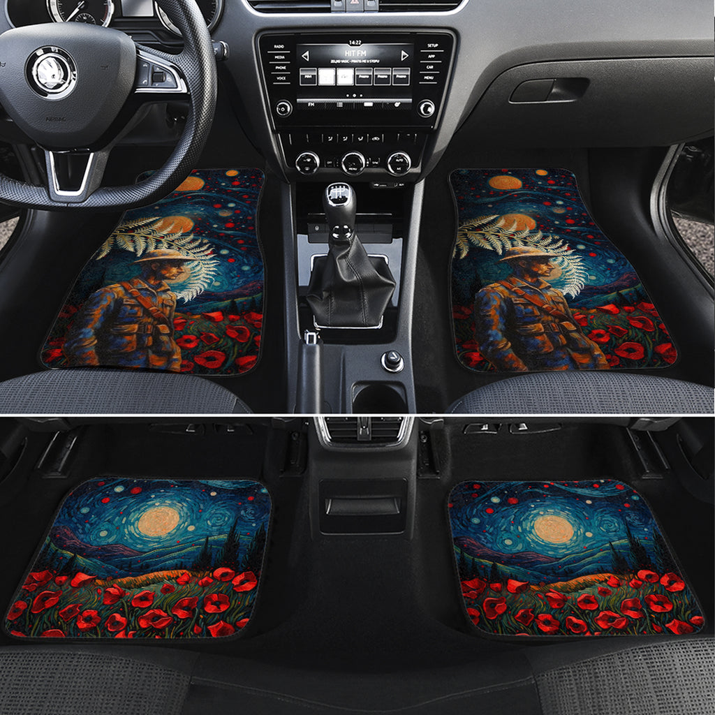 New Zealand Soldier ANZAC Day Car Mats Silver Fern Starry Night Style