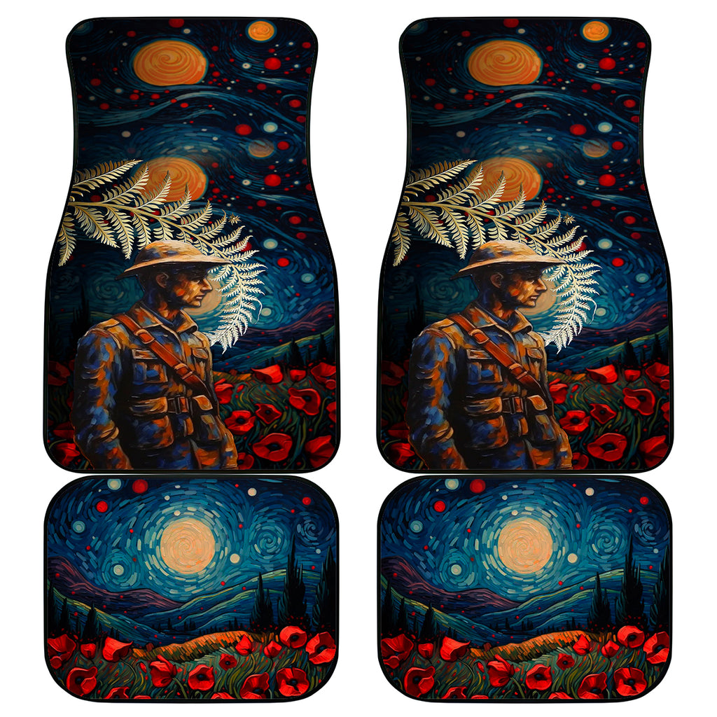 New Zealand Soldier ANZAC Day Car Mats Silver Fern Starry Night Style
