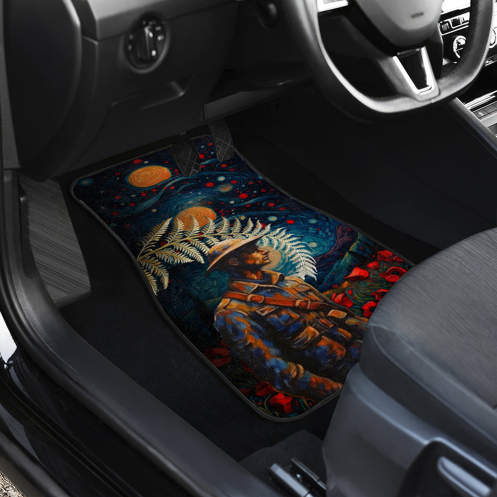 New Zealand Soldier ANZAC Day Car Mats Silver Fern Starry Night Style