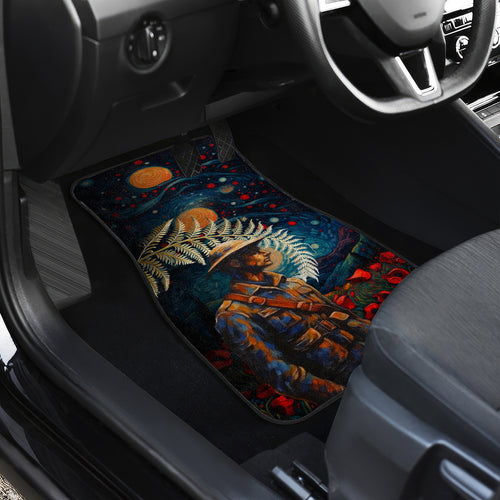 New Zealand Soldier ANZAC Day Car Mats Silver Fern Starry Night Style