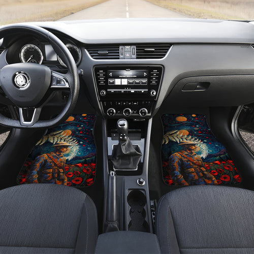 New Zealand Soldier ANZAC Day Car Mats Silver Fern Starry Night Style