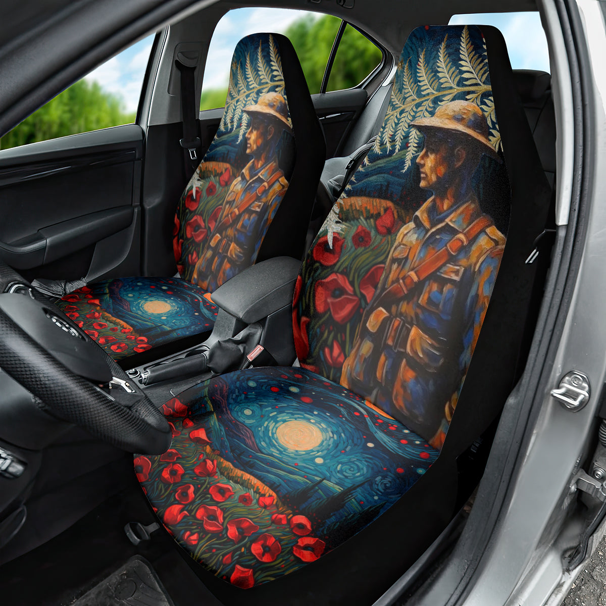 New Zealand Soldier ANZAC Day Car Seat Cover Silver Fern Starry Night Style
