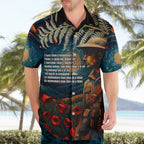 New Zealand Soldier ANZAC Day Hawaiian Shirt Silver Fern Starry Night Style