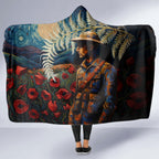 New Zealand Soldier ANZAC Day Hooded Blanket Silver Fern Starry Night Style