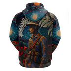 New Zealand Soldier ANZAC Day Hoodie Silver Fern Starry Night Style