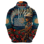 New Zealand Soldier ANZAC Day Hoodie Silver Fern Starry Night Style