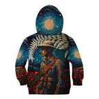 New Zealand Soldier ANZAC Day Kid Hoodie Silver Fern Starry Night Style