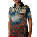 New Zealand Soldier ANZAC Day Kid Polo Shirt Silver Fern Starry Night Style