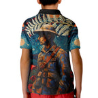 New Zealand Soldier ANZAC Day Kid Polo Shirt Silver Fern Starry Night Style