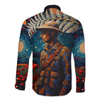 New Zealand Soldier ANZAC Day Long Sleeve Button Shirt Silver Fern Starry Night Style