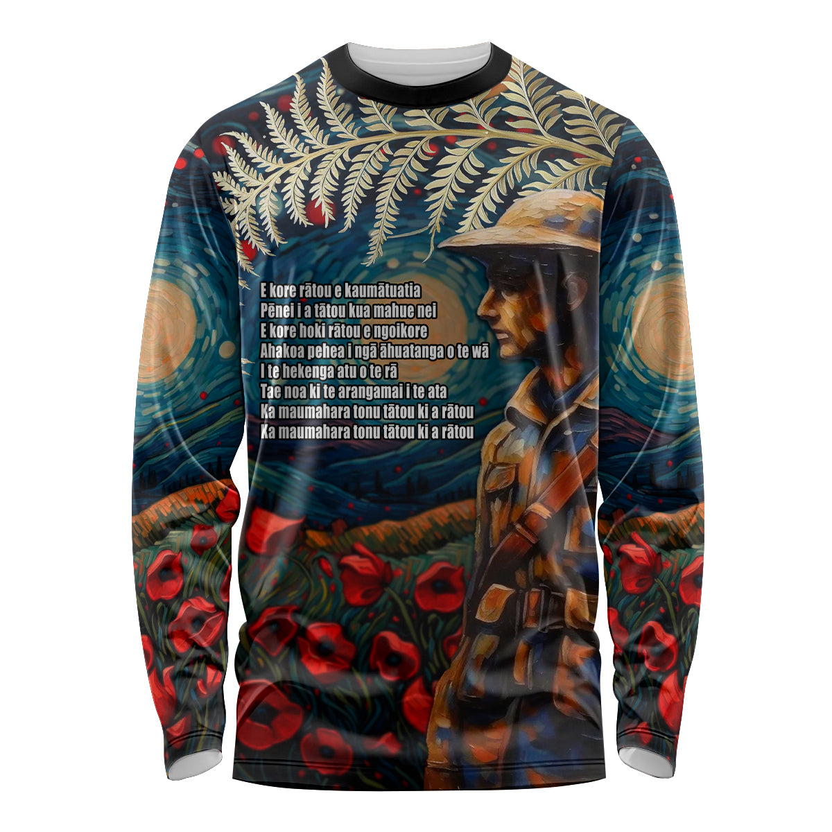 New Zealand Soldier ANZAC Day Long Sleeve Shirt Silver Fern Starry Night Style