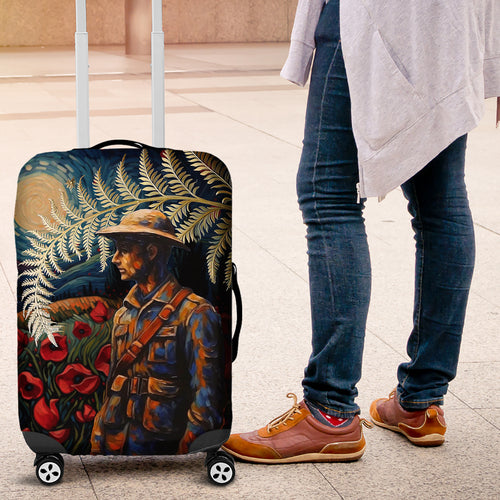 New Zealand Soldier ANZAC Day Luggage Cover Silver Fern Starry Night Style