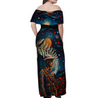 New Zealand Soldier ANZAC Day Off Shoulder Maxi Dress Silver Fern Starry Night Style
