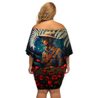 New Zealand Soldier ANZAC Day Off Shoulder Short Dress Silver Fern Starry Night Style