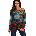 New Zealand Soldier ANZAC Day Off Shoulder Sweater Silver Fern Starry Night Style