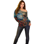New Zealand Soldier ANZAC Day Off Shoulder Sweater Silver Fern Starry Night Style