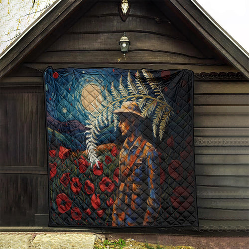 New Zealand Soldier ANZAC Day Quilt Silver Fern Starry Night Style