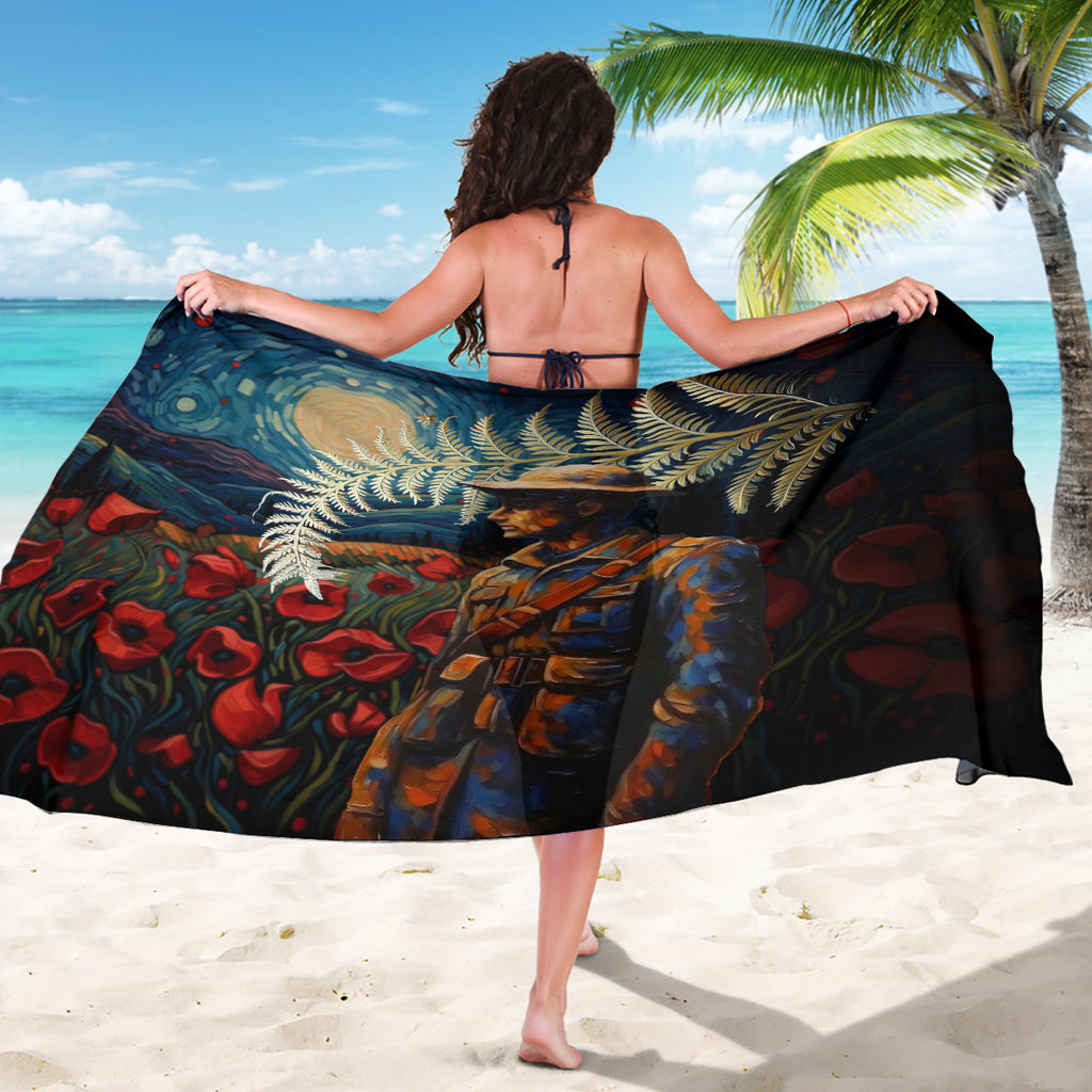 New Zealand Soldier ANZAC Day Sarong Silver Fern Starry Night Style