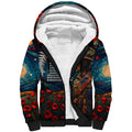 New Zealand Soldier ANZAC Day Sherpa Hoodie Silver Fern Starry Night Style