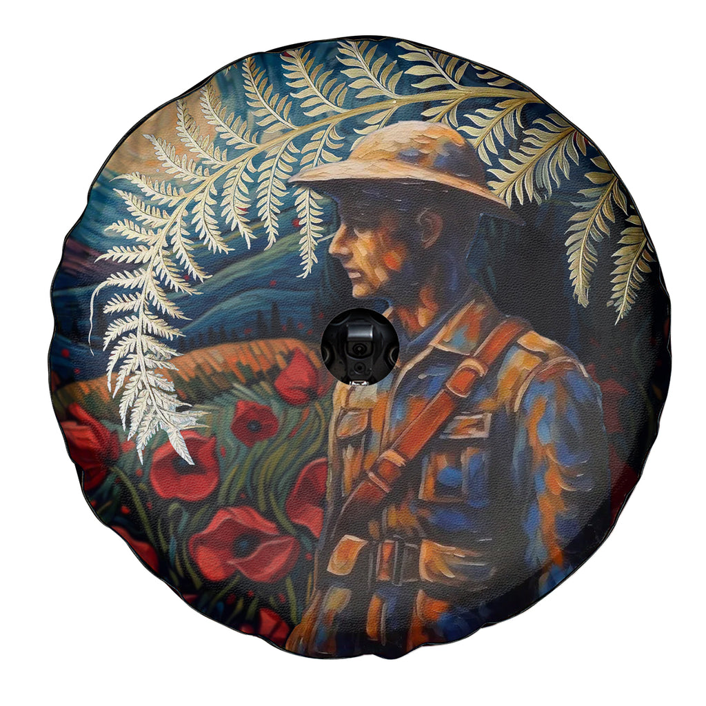 New Zealand Soldier ANZAC Day Spare Tire Cover Silver Fern Starry Night Style
