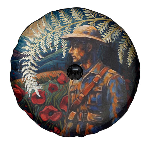 New Zealand Soldier ANZAC Day Spare Tire Cover Silver Fern Starry Night Style