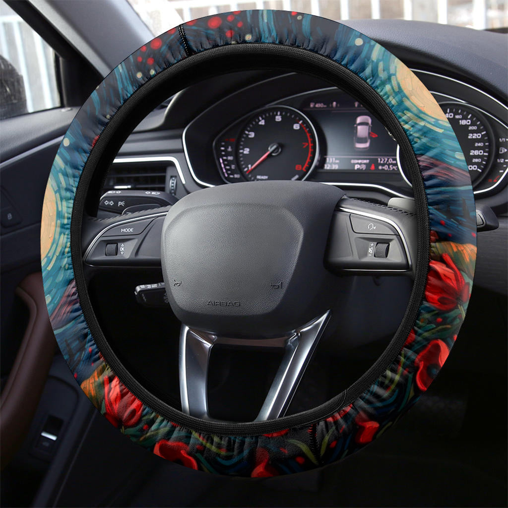New Zealand Soldier ANZAC Day Steering Wheel Cover Silver Fern Starry Night Style